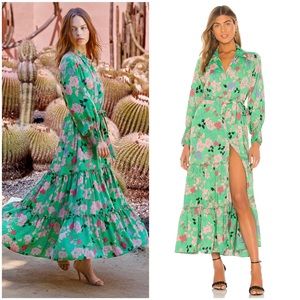 Misa Los Angeles Green Floral Maxi Dress